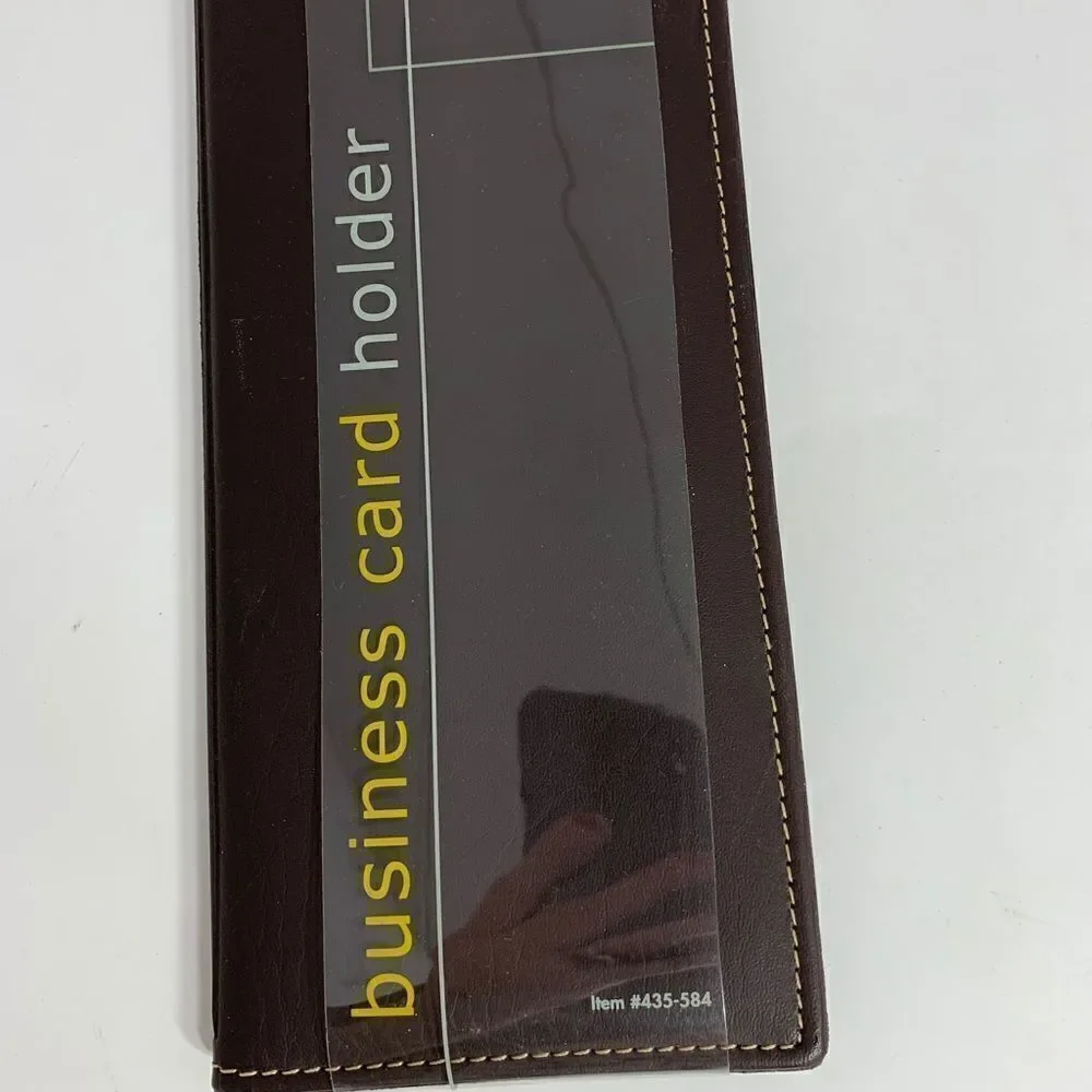 Business Card Holder 72 Capacity Identification Credit Bank Card Brown Vinyl New